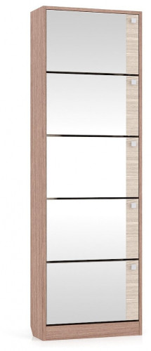 тумба для обуви мд-5 с зеркальными дверками, цвет ясень шимо тёмный/ясень шимо светлый в Нальчике