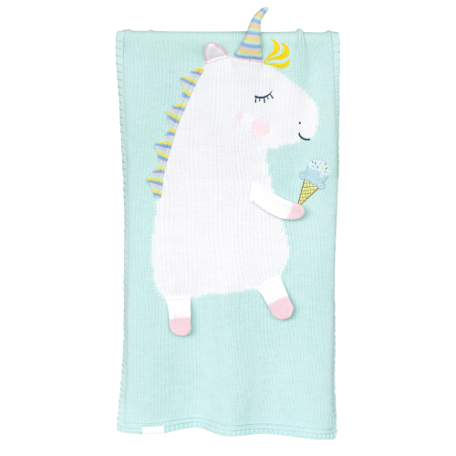 плед единорог 60*120 св.бирюза+белый в Нальчике