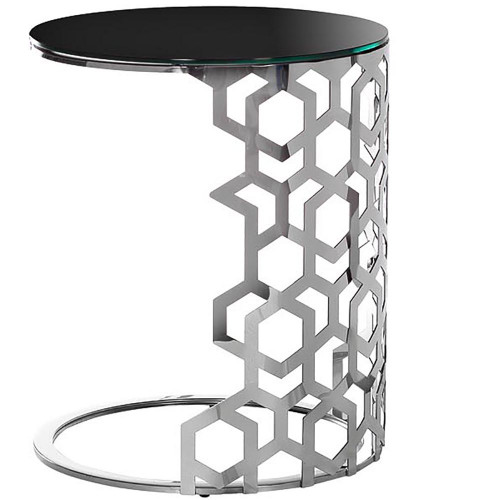 стол приставной silver circle 50x50х60 черный, серебро в Нальчике
