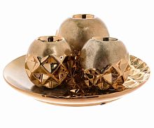 набор подсвечников золотой керамический на блюде, 3 штуки в Нальчике