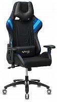 игровое кресло бюрократ бюрократ viking 4 aero, обивка: искусственная кожа, цвет: иск.кожа черная/ткань черная 26-28/сетка синяя(tw-10)-голубая(tw-55)-серая(tw-12) в Нальчике