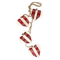 гирлянда новогодняя подвесная сердца в красную полоску со снежинками christmas hearts, 60 см в Нальчике