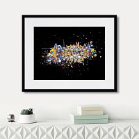 картина: париж, оптимистическая абстракция на черном фоне, 2016г. в Нальчике