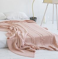 комплект плед с косами (180*220) и 2 наволочки (50*50) св. персик в Нальчике