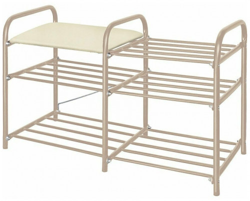 этажерка для обуви inhome эти3 с сиденьем с 3 полками, 790х330х500мм и с нагрузкой до 100 кг, бежевый в Нальчике