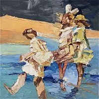 картина маслом дети на пляже в Нальчике