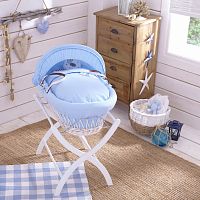 колыбель-переноска gift wicker moses basket белая, голубое белье в Нальчике