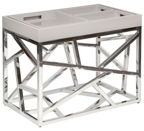 стол журнальный geometric с ящичками белый, хром в Нальчике