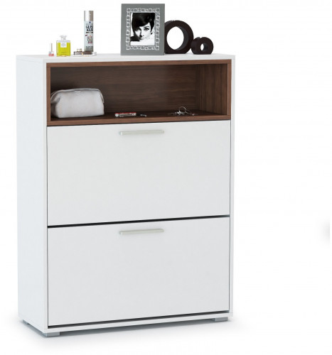 тумба под обувь лайт 08.136, цвет орех селект каминный/белый премиум в Нальчике