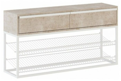 консоль обувница, 1150*300*800, белый муар, лдсп (камень светлый) в Нальчике