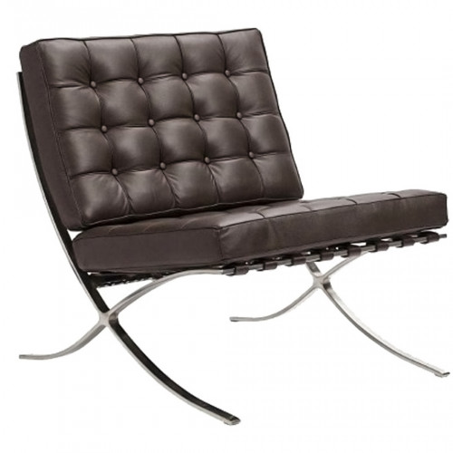 кресло barcelona chair кожа коричневое в Нальчике