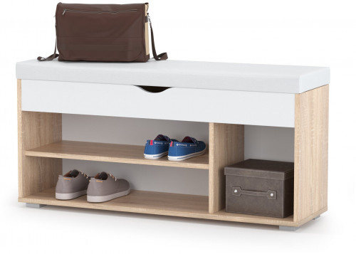 тумба для обуви лайт 08.58, цвет дуб сонома/белый/белая искусственная кожа в Нальчике