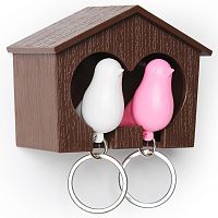 держатель+брелок для ключей двойной sparrow коричневый-белый-розовый в Нальчике