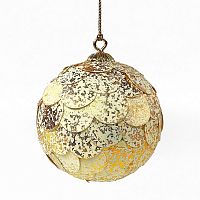 шар новогодний золотой с мраморными чешуйками paper ball, 10 см в Нальчике