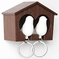 держатель+брелок для ключей двойной sparrow коричневый-белый в Нальчике