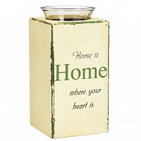 подсвечник деревянный бежевый со стеклом дом там, где сердце provence white, 18 см в Нальчике