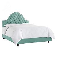 кровать двуспальная 160х200 голубая с каретной стяжкой alina tufted seafoam в Нальчике