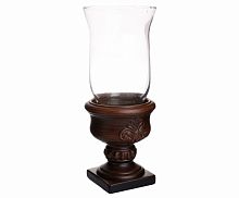 подсвечник керамический коричневый со стеклом и резьбой ferguson, 35 см в Нальчике