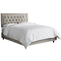 кровать двуспальная 180х200 серая с каретной стяжкой alix light gray в Нальчике