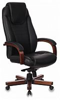 кресло для руководителя бюрократ бюрократ t-9923 walnut, обивка: натуральная кожа, цвет: кожа (black) в Нальчике