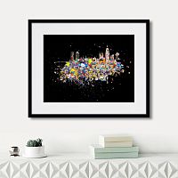 картина: барселона, оптимистическая абстракция на черном, 2016г. в Нальчике