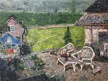 картина маслом во дворе в Нальчике